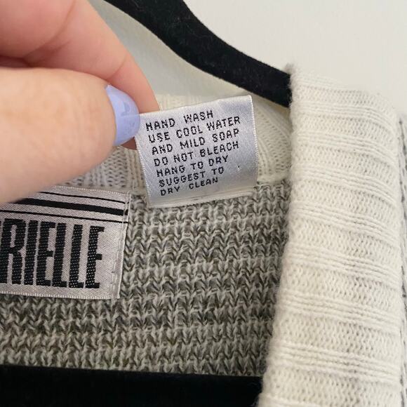 Vintage Ugly Grandpa Dad Sweater Cardigan 80's Mens Black White Gray Size L - Picture 4 of 9